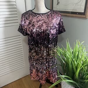 Sugar & Jade Dress Girls XL Purple Ombre Sequin Shift Tween Evening Formal Dance